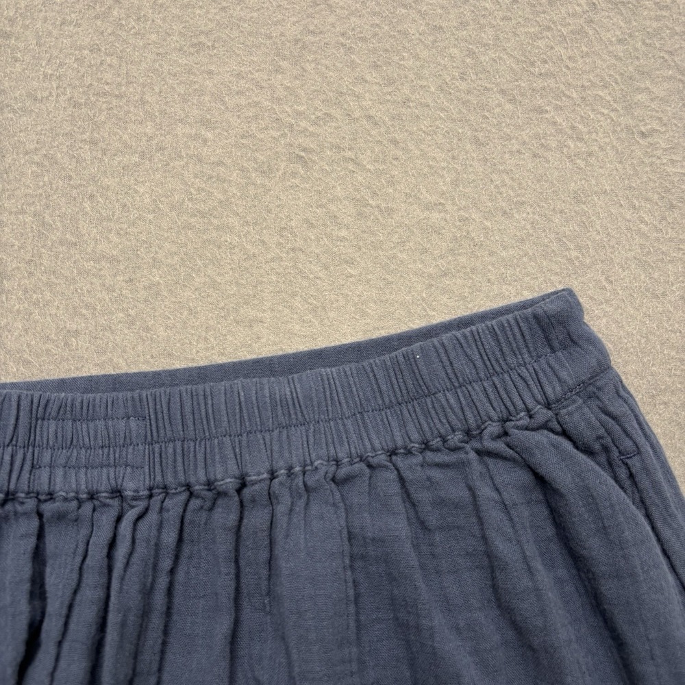 Pact Organic Cotton Gauze Tulip Faux Wrap Midi Skirt Navy Blue Size L Coastal - Picture 16 of 16